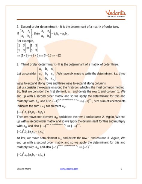 CBSE Class 12 Mathematics Chapter 4 Determinants Revision Notes