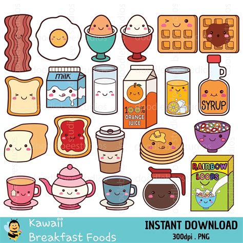 Kawaii Breakfast Foods Clipart, Breakfast Food Clipart, Cute Breakfast ...