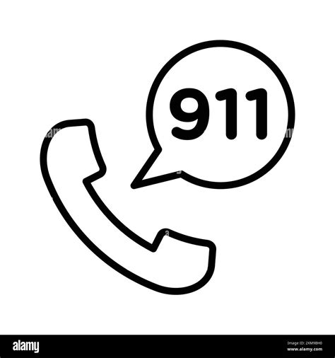 Call 911 Phone Number Icon Linear Logo Mark Set Collection In Black And