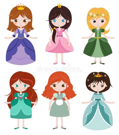 Big Bundle Cute Collection Of Beautiful Princesses Stock Vector