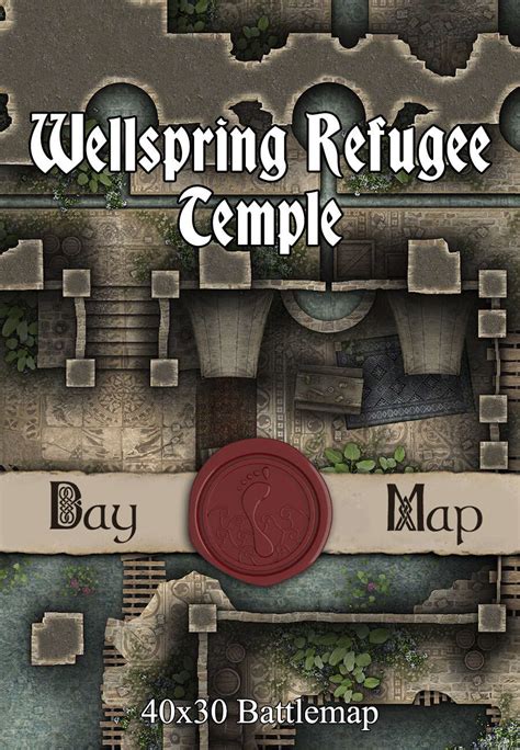 40x30 Battlemap Wellspring Refugee Temple Seafoot Games Camps