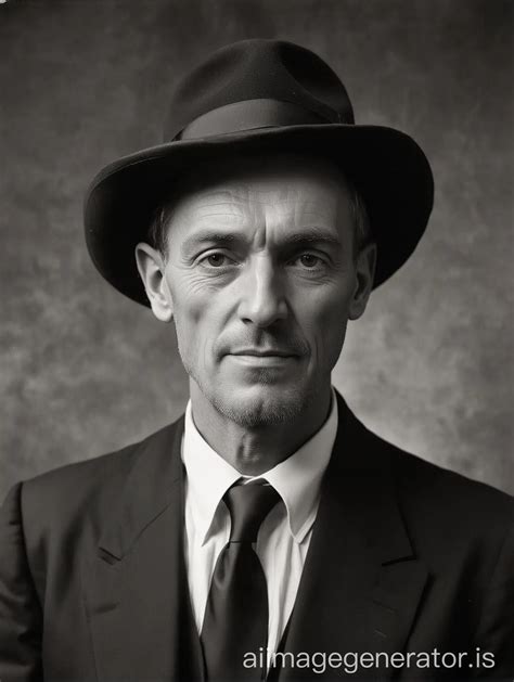 Vintage Black And White Portrait Of A Man In A Suit And Hat Ai Image