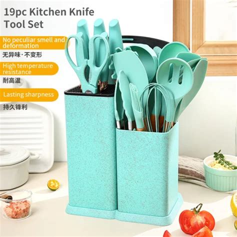 19 PCS Non Stick Silicone Kitchenware Set Food Grade Cooking Set with ...