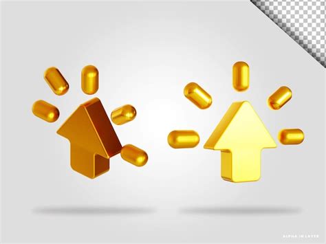 Premium PSD Golden Arrow Cursor 3d Render Illustration Isolated