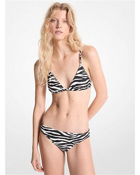 Michael Kors Zebra Print Triangle Bikini Top In Black Lyst