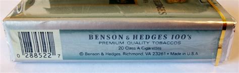 Benson Hedges 100s Lights Menthol Vintage American Cigarette Pack