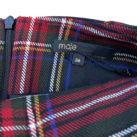 MAJE Tartan Plaid Kilt Mini Skirt Red Black 36 ASO SABRINA SPELLMAN