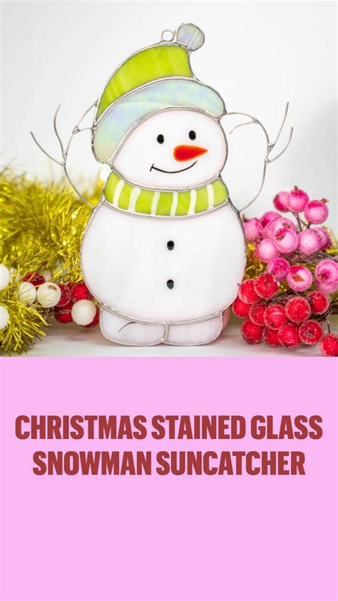 Christmas Stained Glass Snowman Suncatcher Christmas Decorations