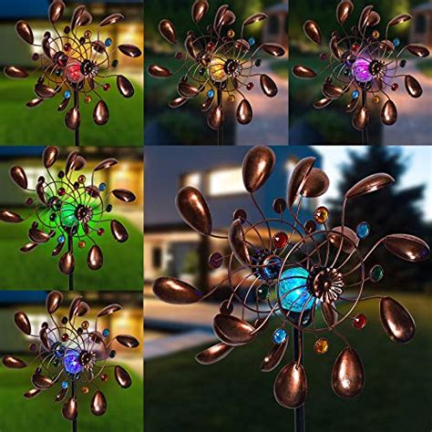 ALLADINBOX Solar Wind Spinner 57in Bronze Metal With Multi Color LED