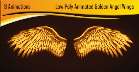 Artstation Low Poly Animated Golden Wings Game Assets