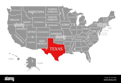 Texas red highlighted in map of the United States of America Stock ...