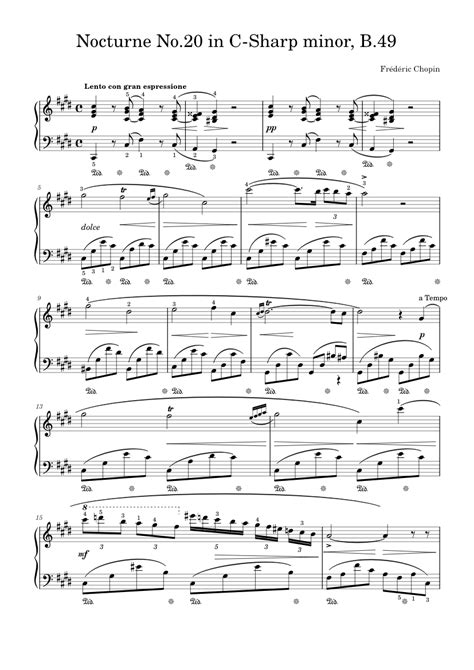 Chopin Nocturne No20 With Fingering In C Minor Op Posth Sheet