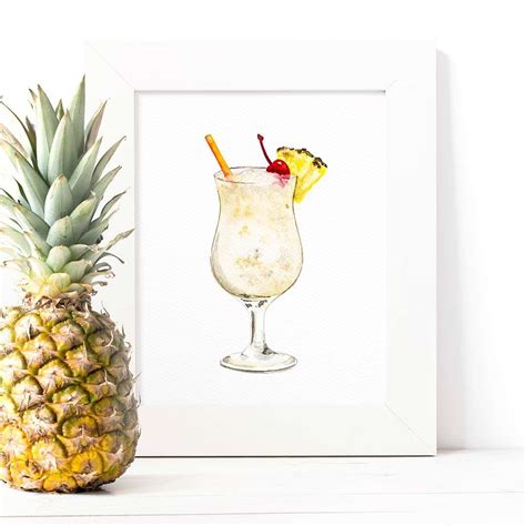 Pi A Colada Watercolor Fine Art Giclee Print X X Or X