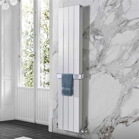 375mm X 1800mm Double Panel White Vertical Aluminium Designer Radiator