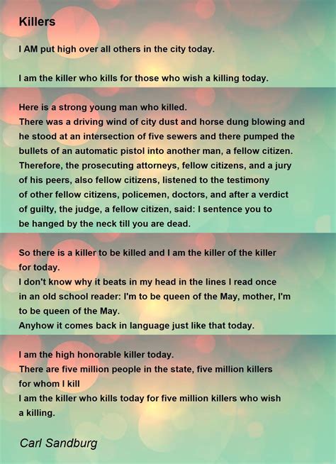 Killers Killers Poem By Carl Sandburg