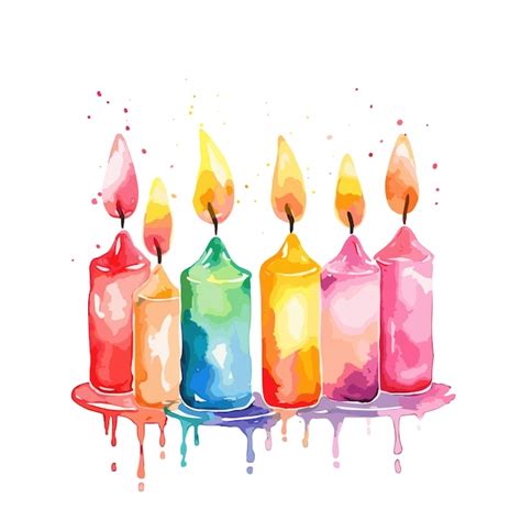 Premium Vector Watercolor Candles Pack Colorful Birthday Candle