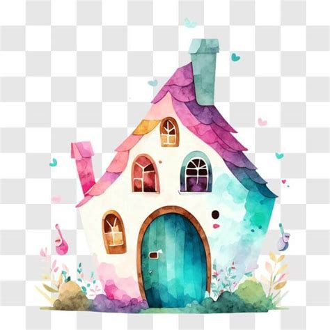 Download Whimsical Watercolor House for Children's Room PNG Online - Creative Fabrica