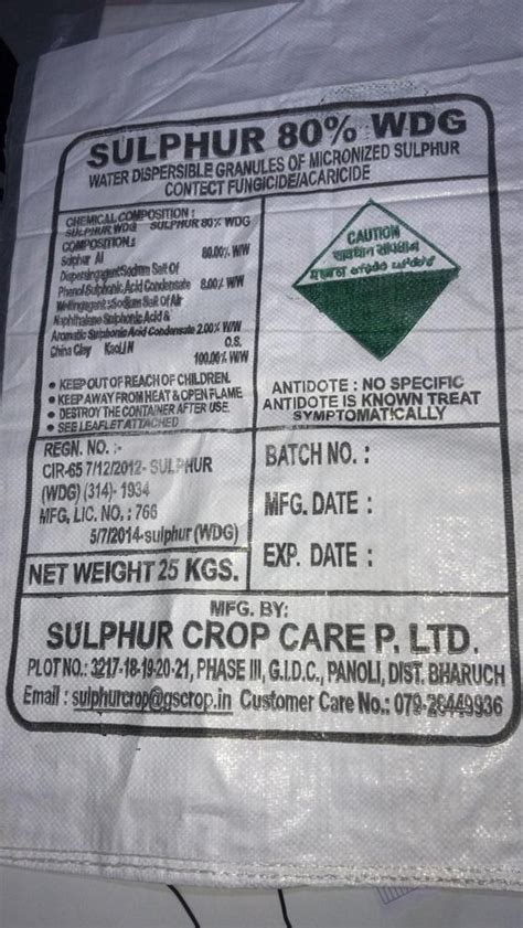 Scc Granules Sulphur Wdg Contact Fungicide Hdpe Bag Kg At Rs