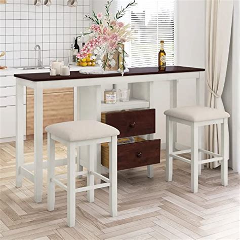 Amazon Merax Farmhouse Rustic 3 Piece Counter Height Wood Dining