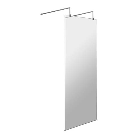 Hudson Reed Wetroom Shower Screen With Chrome Support Arms And Feet 700mm