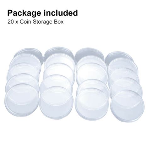 20x Transparent Rond Plastique Pièce De Monnaie Capsule Boites