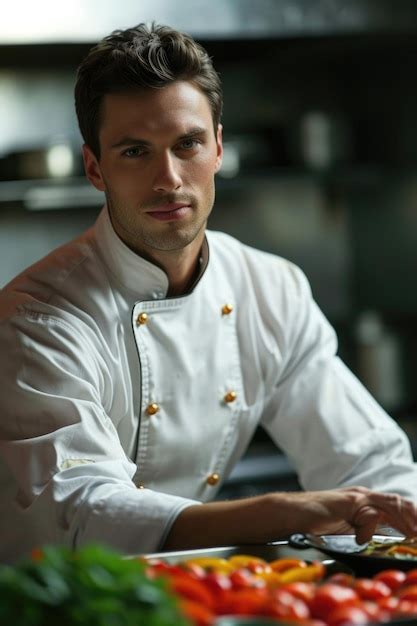 Premium AI Image An Attractive Male Chef Showcasing His Culinary