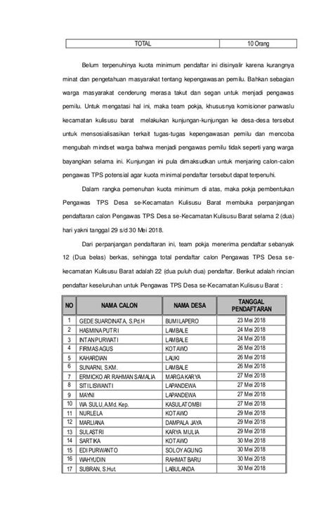 1 Laporan Akhir Pembentukan Pengawas Tps Kulbar