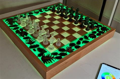 This beautiful handmade chessboard makes it looks like you're playing ...