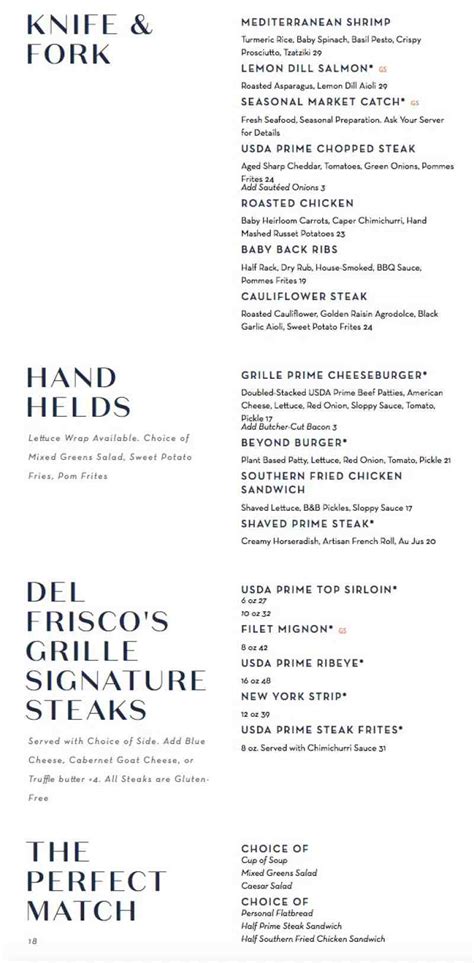 Menu for Del Frisco's Grille (501 E Las Olas Blvd Fort Lauderdale FL ...