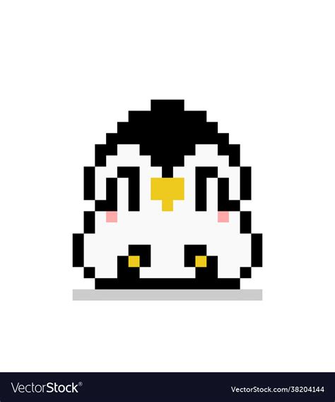 Image sitting pixel penguin for 8 bit game assets Vector Image