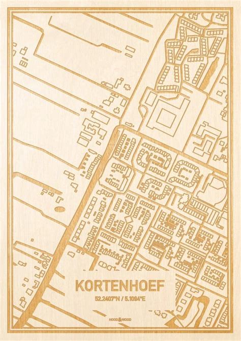 Kaart Kortenhoef Gegraveerde Stadskaart Hood Wood Hout A Bol