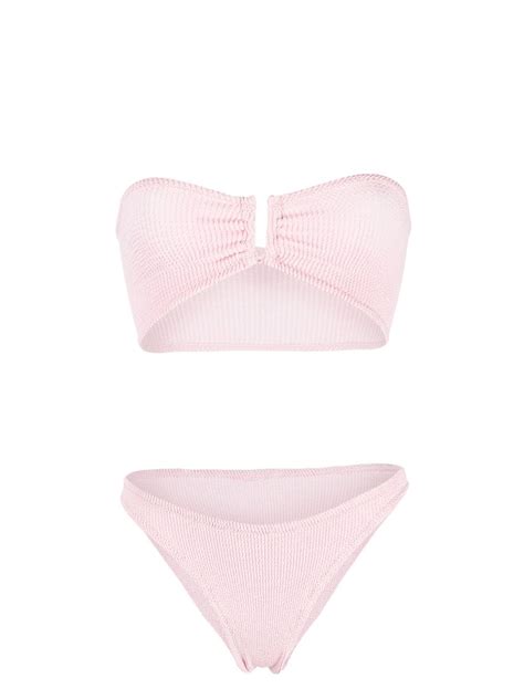 Reina Olga Ausilia Ruched Bandeau Bikini Farfetch