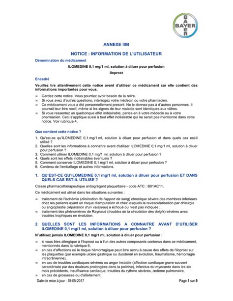 Annexe Iiib Notice Information De L Utilisateur