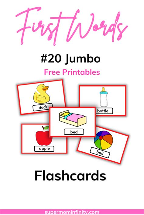 20 Free Baby And Toddlers First Word Flashcards Supermominfinity