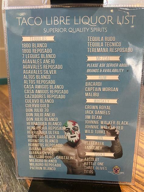 Carta del restaurante Taco Libre 3 San Agustín N Ponce De Leon Blvd