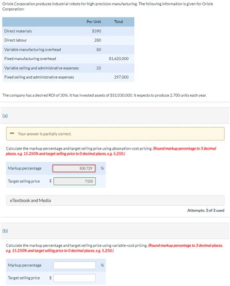 Solved Oriole Corporation Produces Industrial Robots For Chegg