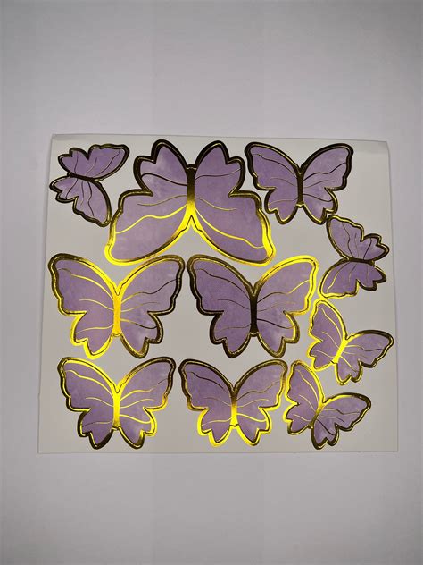 Pack Of 10 Either Pink Or Purple Butterfly Cake Toppers Varied In Size They Come Flat On A