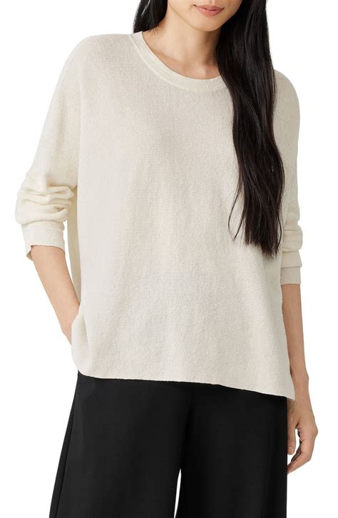 Eileen Fisher Boxy Long Sleeve Linen Blend Top Editorialist