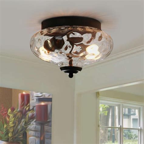 Farmhouse Glass Flush Mount Ceiling Light In 2021 Ceiling Lights