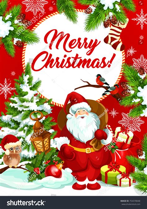 Merry Christmas Wishes Greeting Card Santa เวกเตอร์สต็อก ปลอดค่า