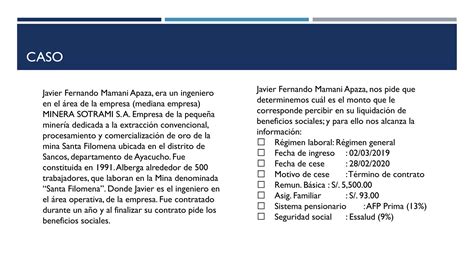 Caso de liquidación de beneficios laborales PPT