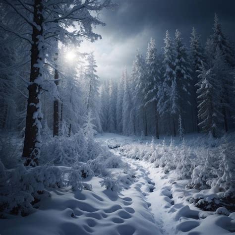 Premium AI Image | Winter scenery outdoors at night