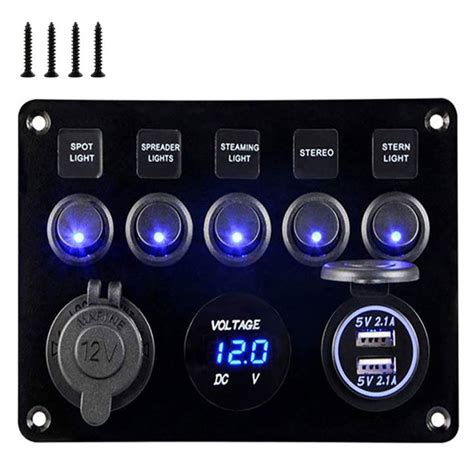 Gang Switch Panel V V Car Boat Marine Blue Led Rocker Breaker