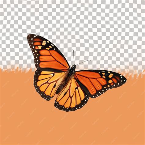 Premium PSD | A butterfly with orange wings is on a checkered background