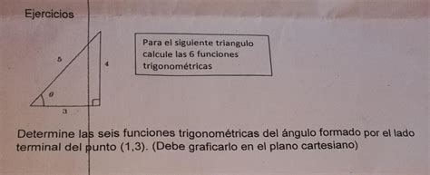 determina las seis funciones trigonométricas del siguiente triangulo