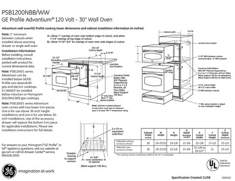 Ge Profile Advantium Psb1200nbbww Dimensions And Installation