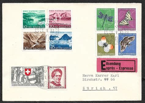 1952 Exp FDC O Bern 1 V Serie PJ Serie Hochwertig Ab 1 Kaufen