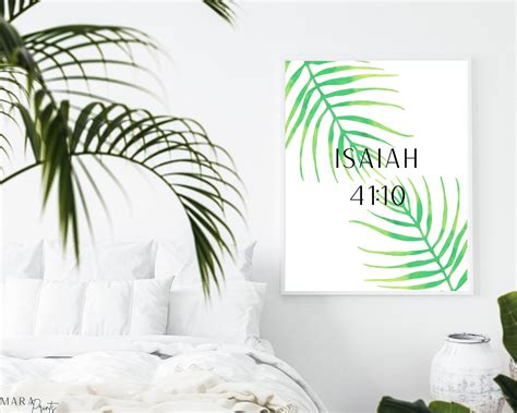 Green Palm Leaf Art Printable Bible Verse Prints Christian Etsy