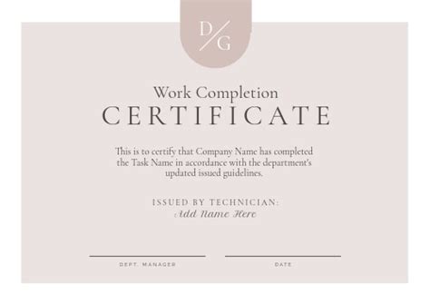 Design Wizard Free Course Completion Certificate Template Sample