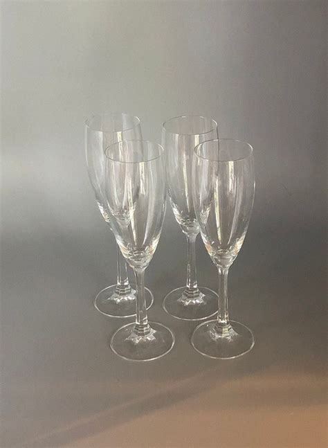 Cristallerie Schott Zwiesel Germany Clear Crystal Champagne Flutes Cut